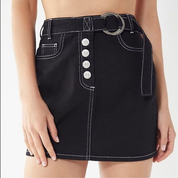 BDG Dresses & Skirts - BDG Urban Outfitters BLACK DENIM Skater PUNK Jeans MINI SKIRT w/ Belt WOMENS M